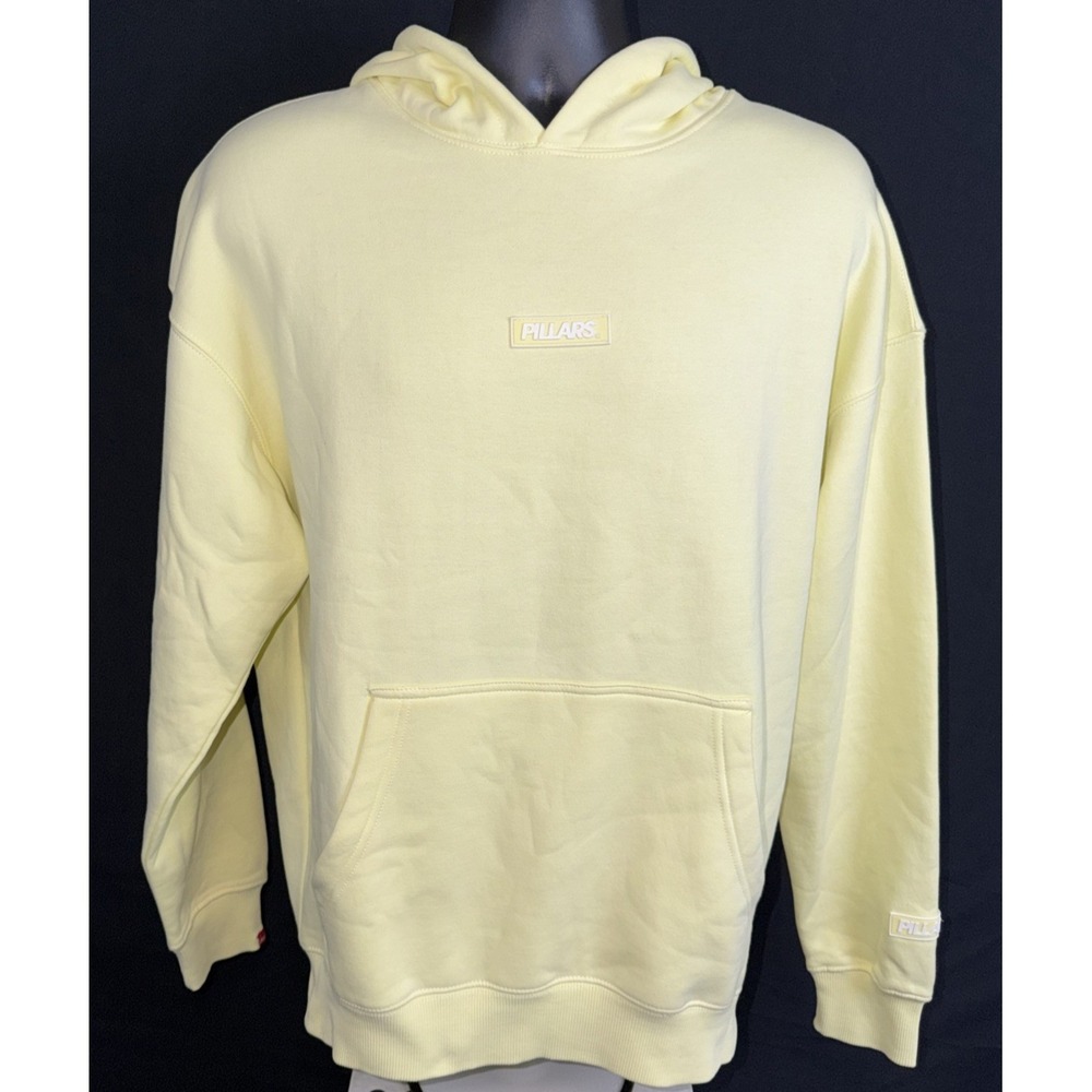 Pillars Club Mens OVERSIZED RUBBER PATCH HOODIE | YELLOW  RARE LIMITED NEW!